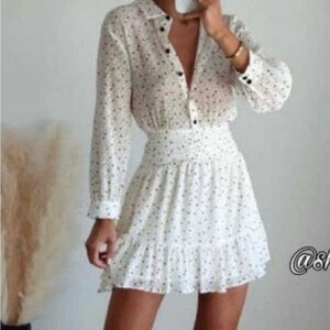 Zara Elegant White Polka Dot Dress